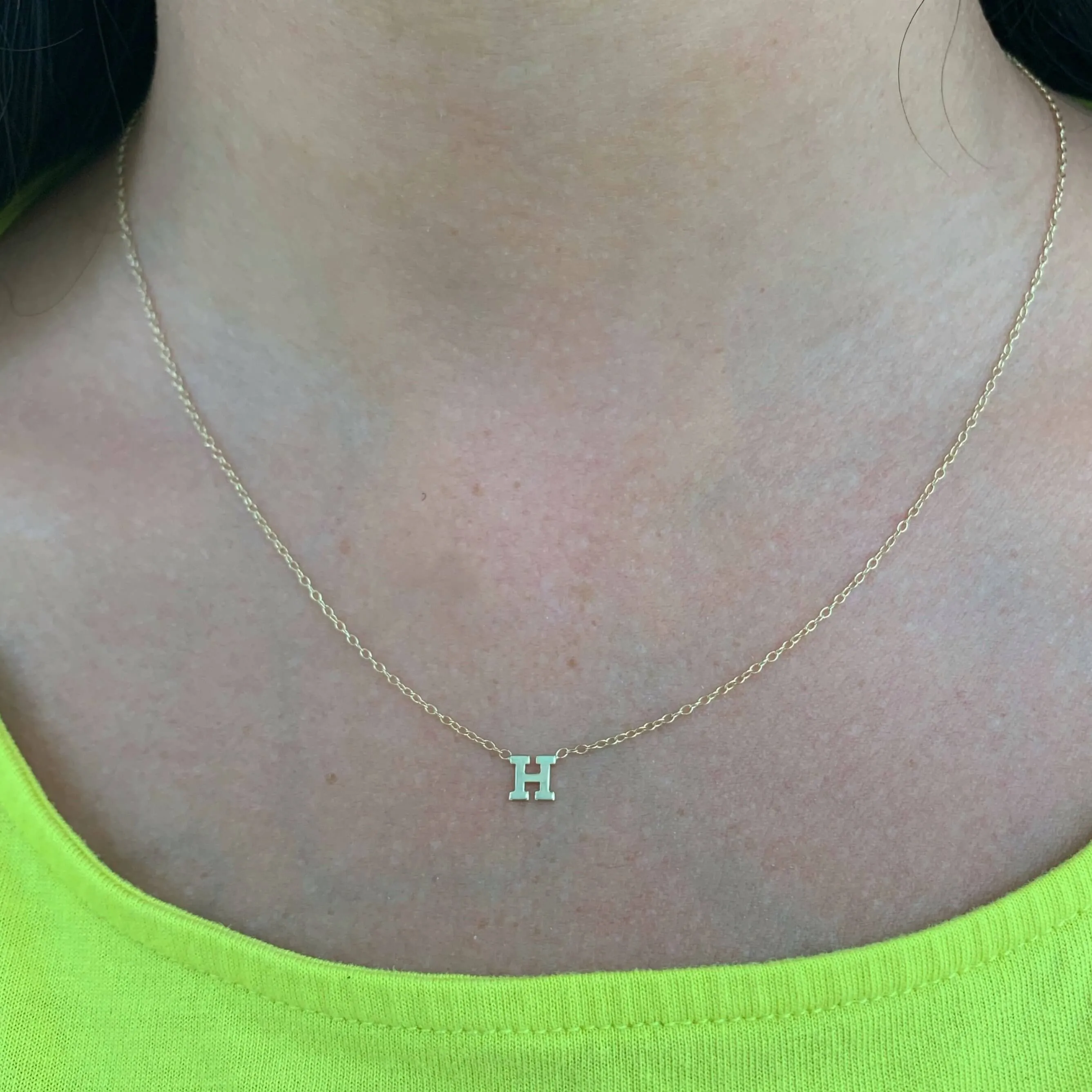 14K Gold One Drop Initial Necklace