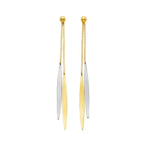 14k Two Tone Gold Polished Narrow Oval Earrings-rx57760