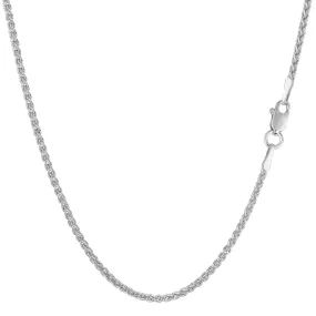 14k White Gold Round Wheat Chain Necklace, 1.5mm