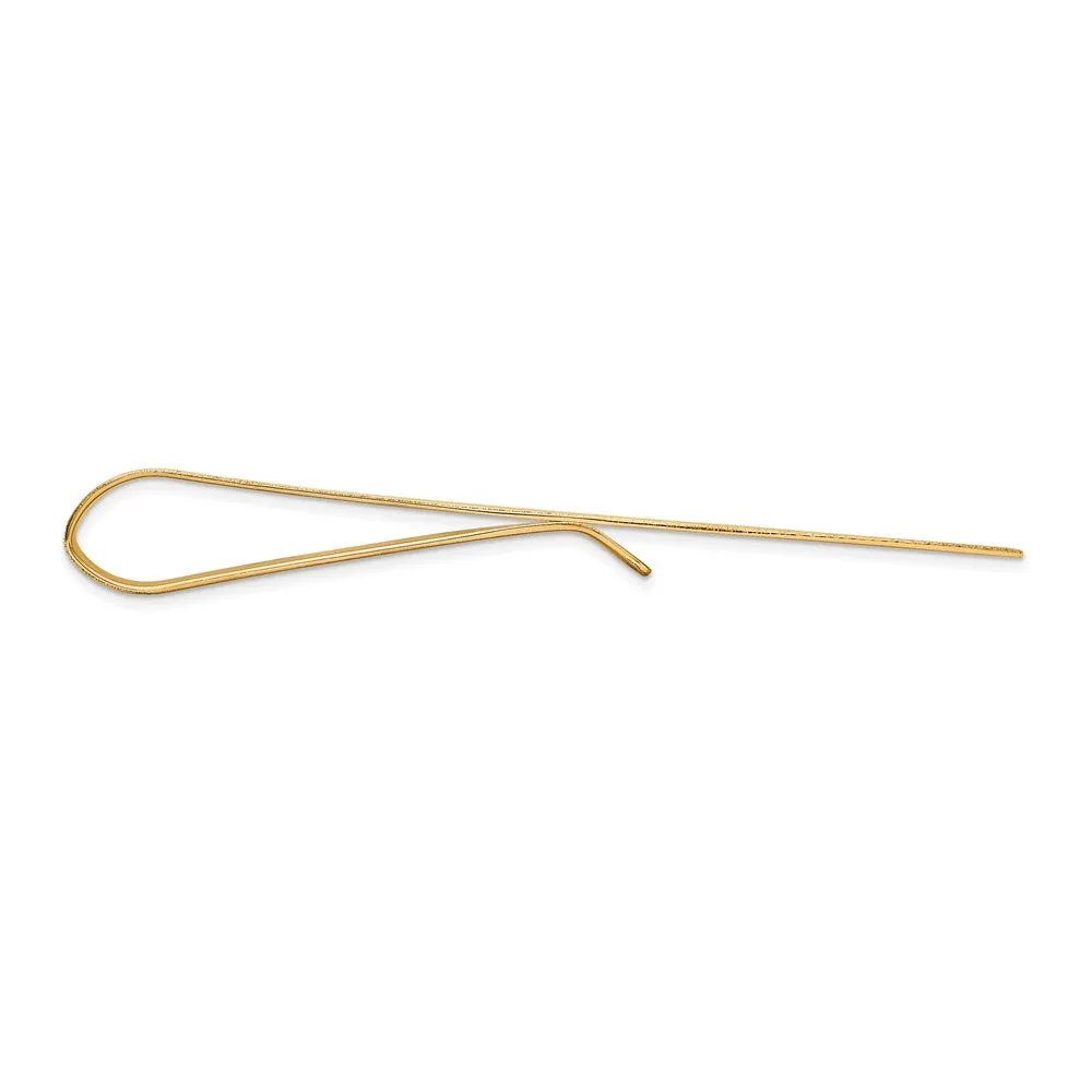 14K Yellow Gold Engravable Wave Grooved Tie Bar, 50mm