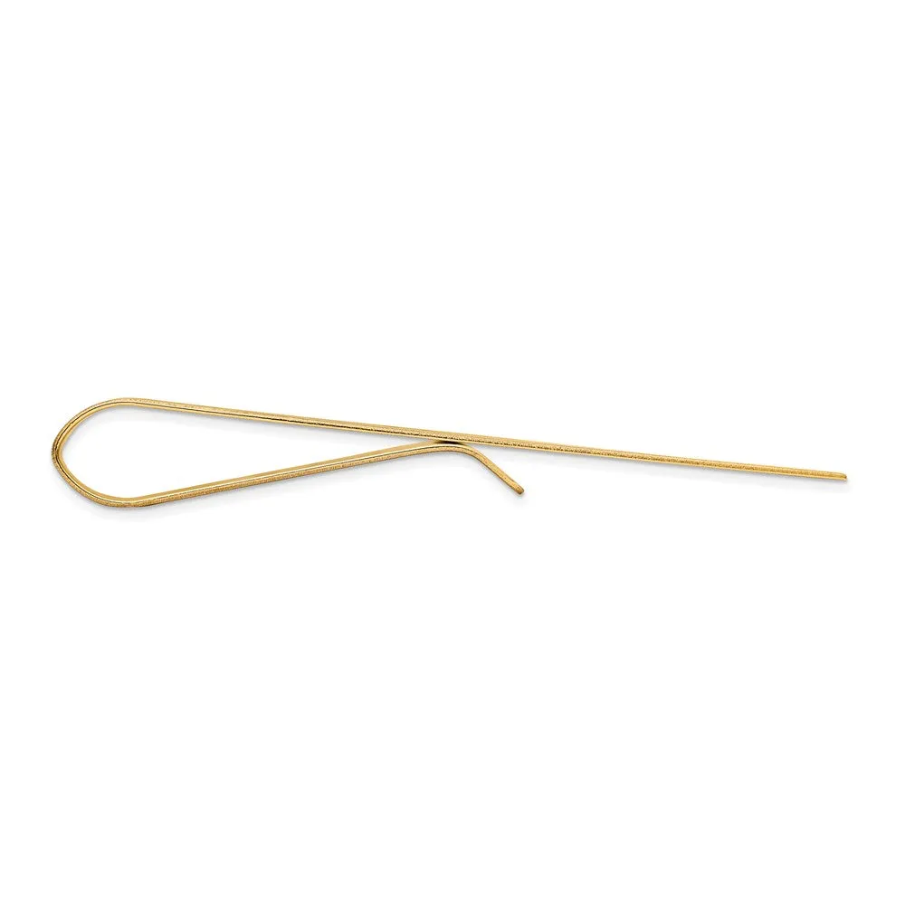 14K Yellow Gold Engravable Wave Grooved Tie Bar, 50mm