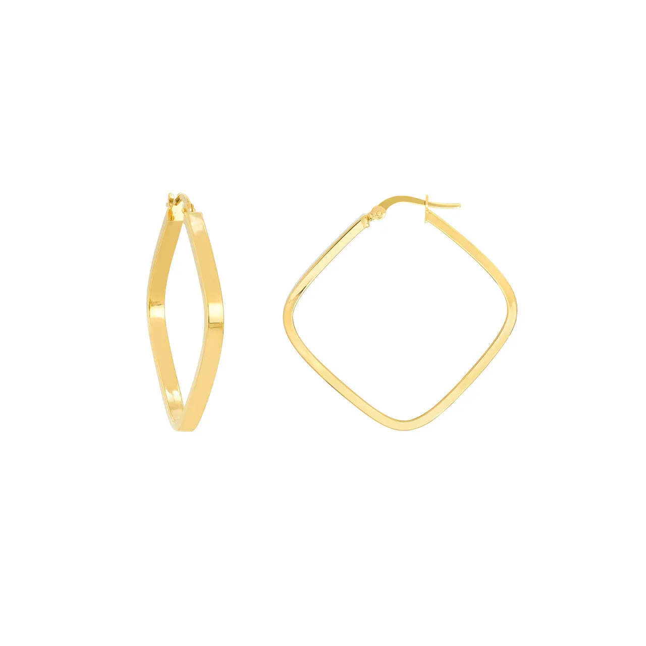 14K Yellow Gold Large Square Hoop Earrings