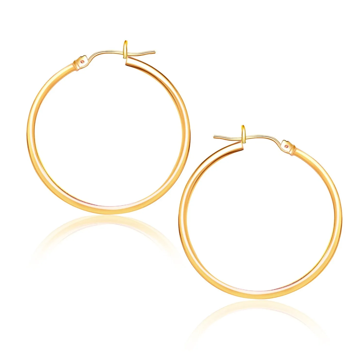 14k Yellow Gold Polished Hoop Earrings (25 mm)-rx66659