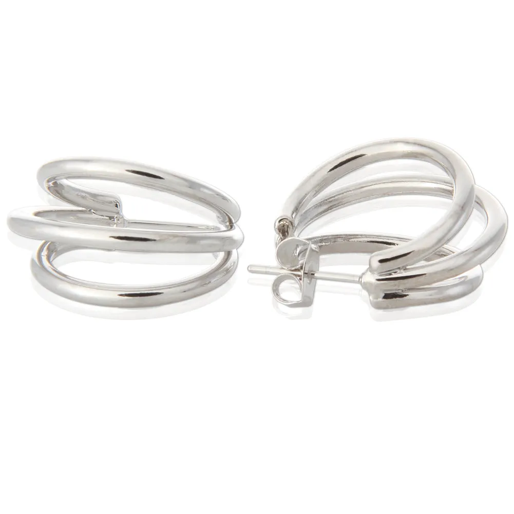 24MM Split Huggie Earrings | Triple Hoop Earrings