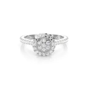 4 Prong & Full Bezel Setting Round Diamond Cluster Ring