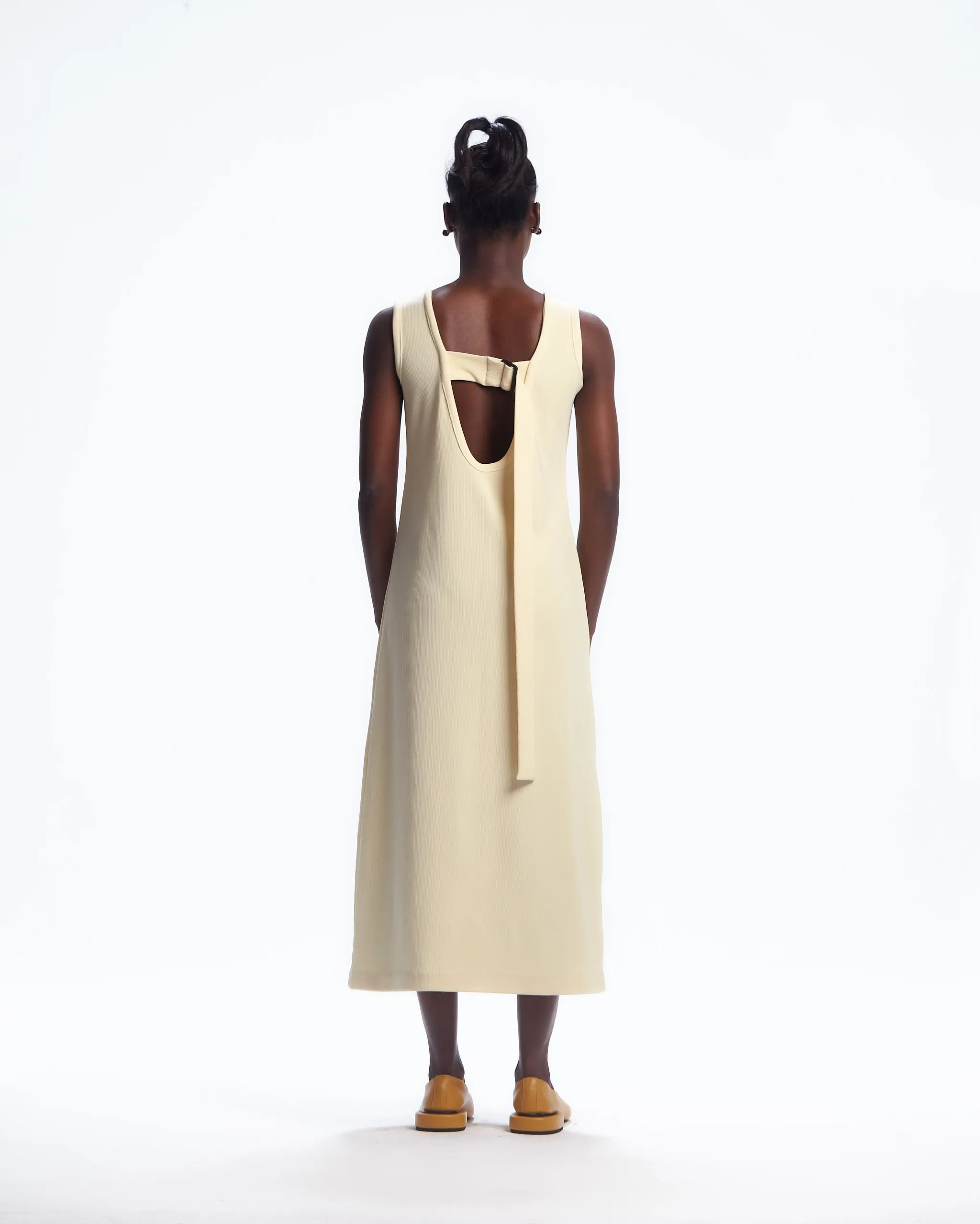 AJABENG Enyonam Cream Back Belt Dress