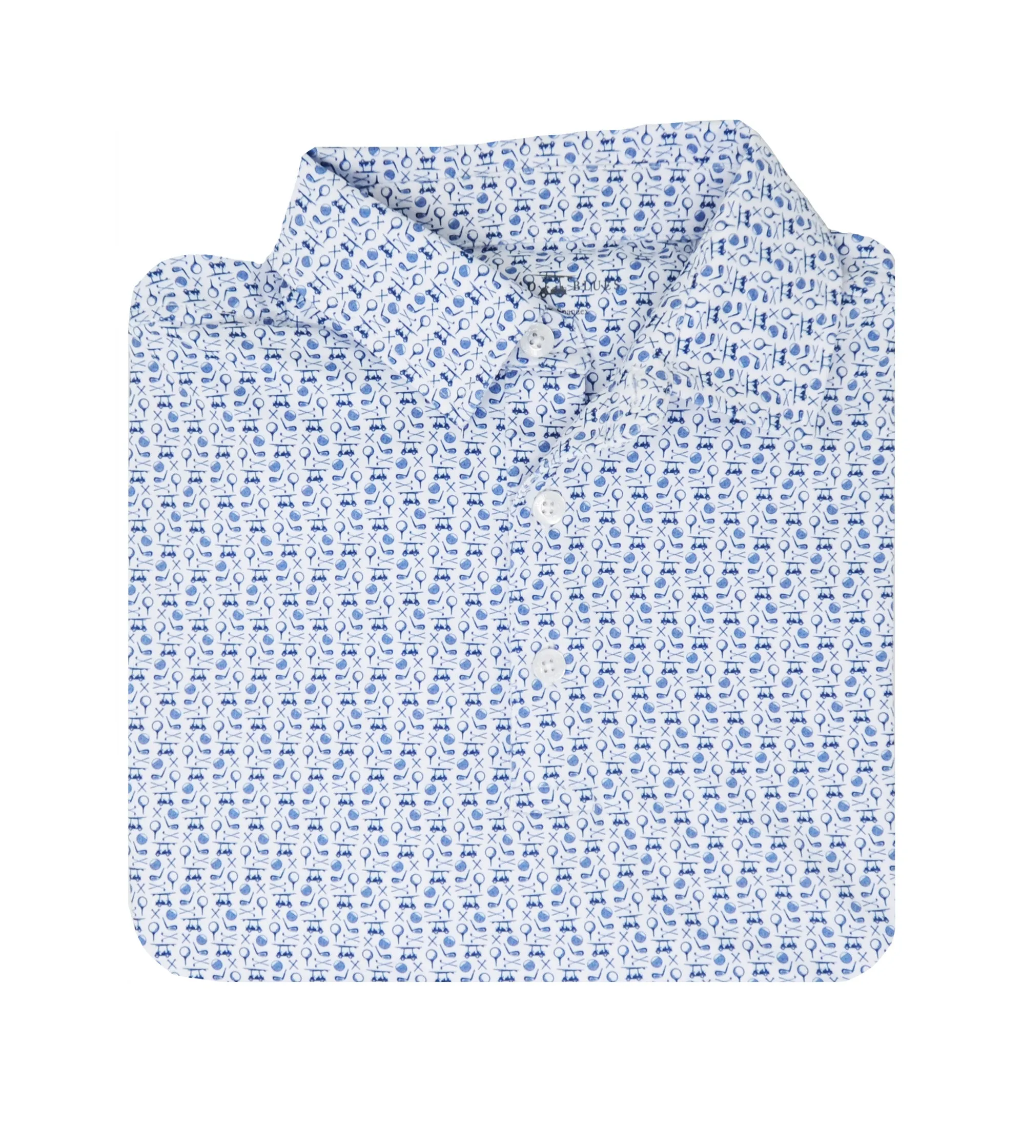 Albatross Polo - White w/ All-Over Golf Pattern