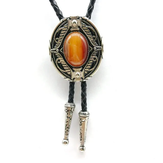 Ashore shop Western Cowboy Bolo Tie with Natural Stone