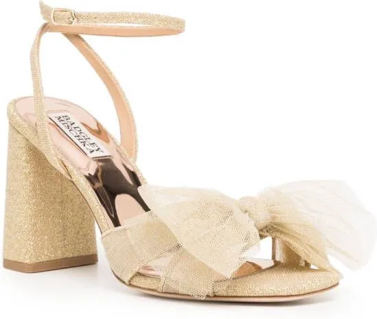 Badgley Mischka Tess tulle-bow 85mm sandals Gold