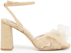 Badgley Mischka Tess tulle-bow 85mm sandals Gold