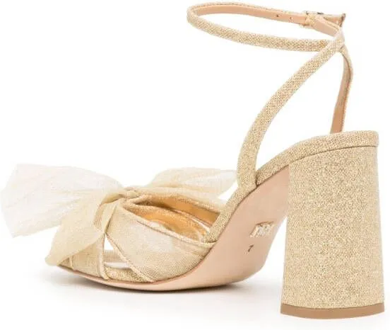 Badgley Mischka Tess tulle-bow 85mm sandals Gold