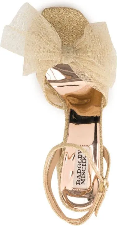 Badgley Mischka Tess tulle-bow 85mm sandals Gold