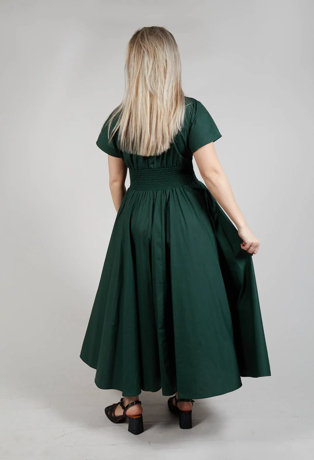 Belt Front Maxi Dress in Green