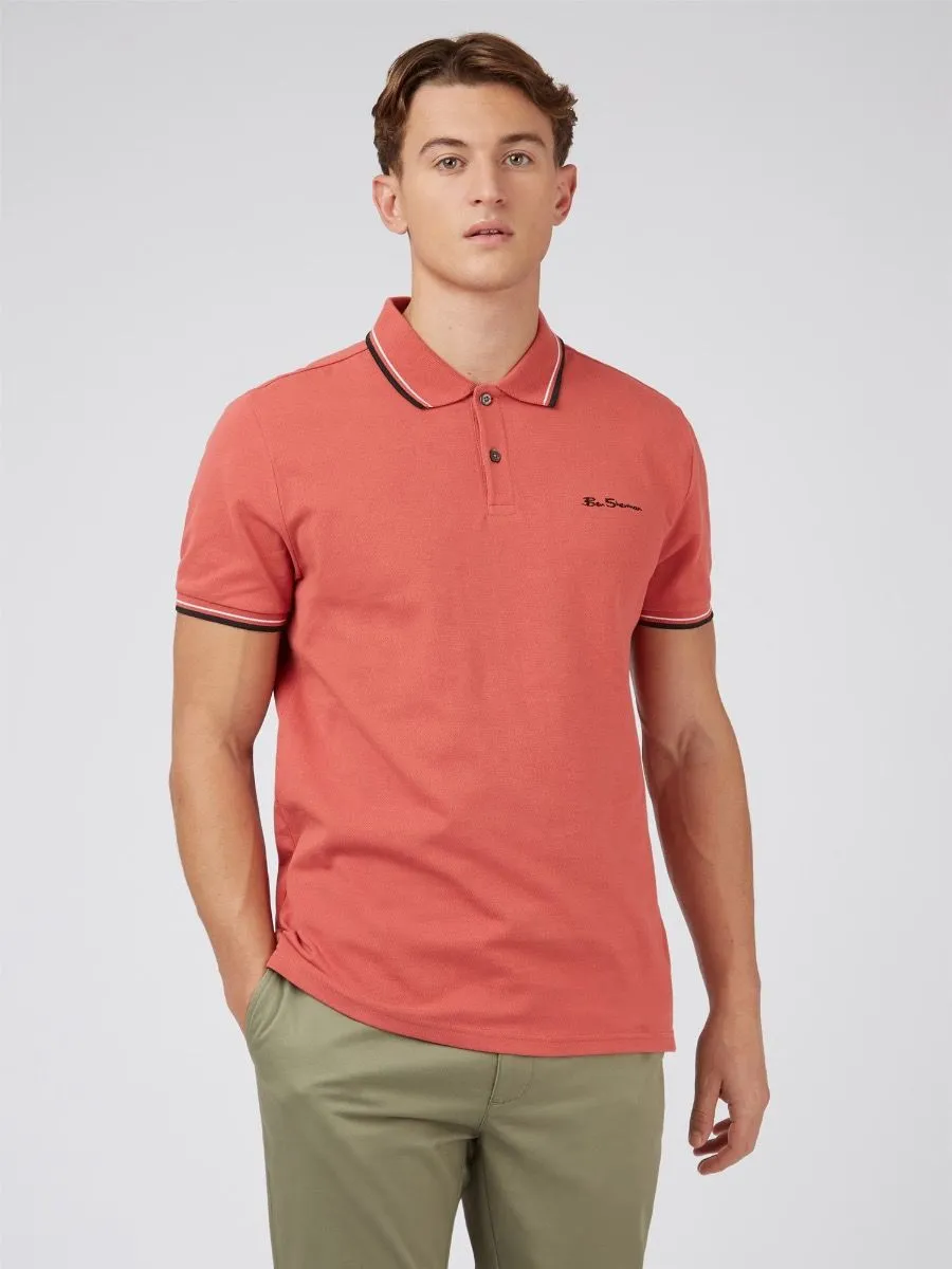 Ben Sherman Casual Short Sleeve Polo Shirt Raspberry