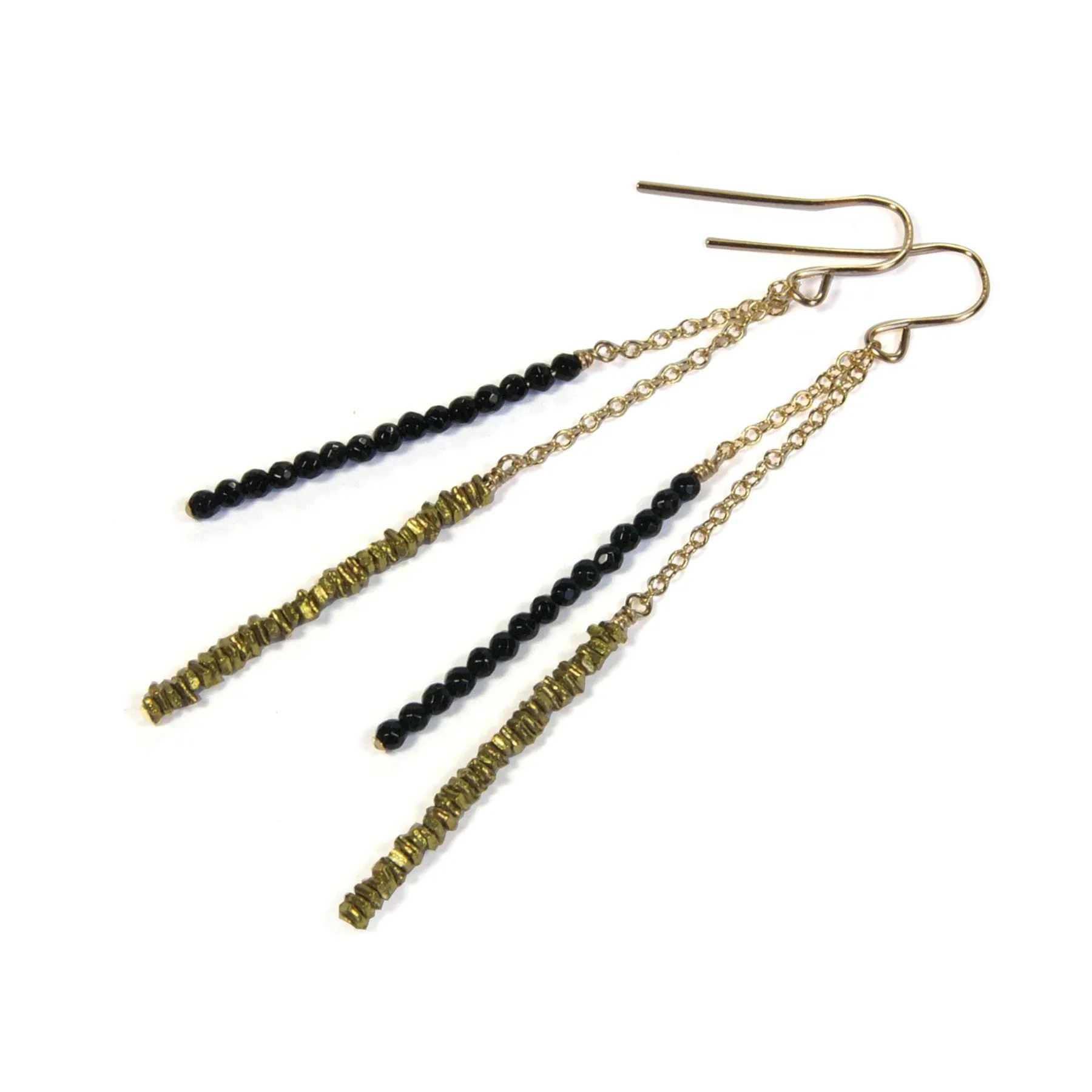 Black Pyrite Beaded Earrings