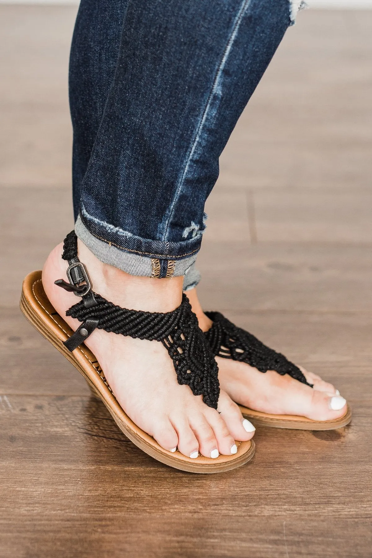 Blowfish Brandey Sandals- Black Macrame