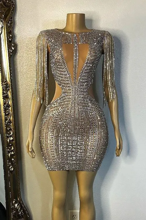 Bombshell Diamante Tassel Dress