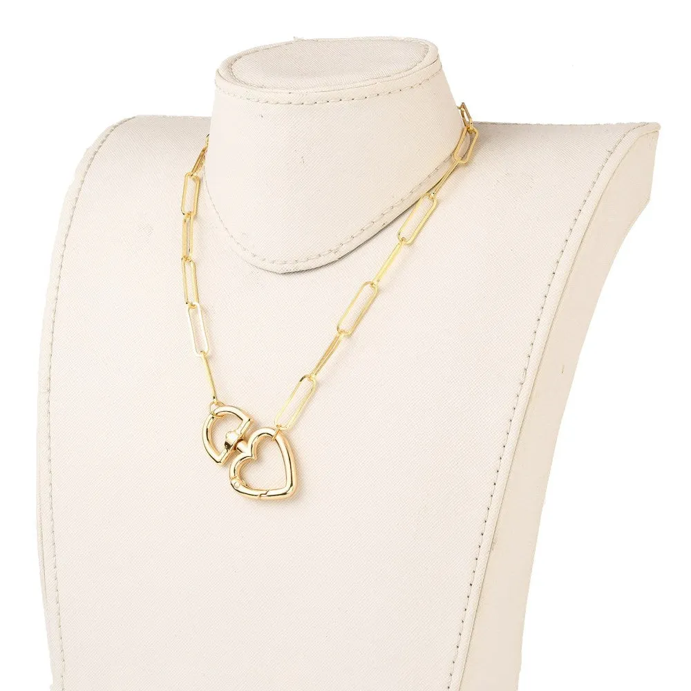 Brass Heart Clasp Necklace - 18