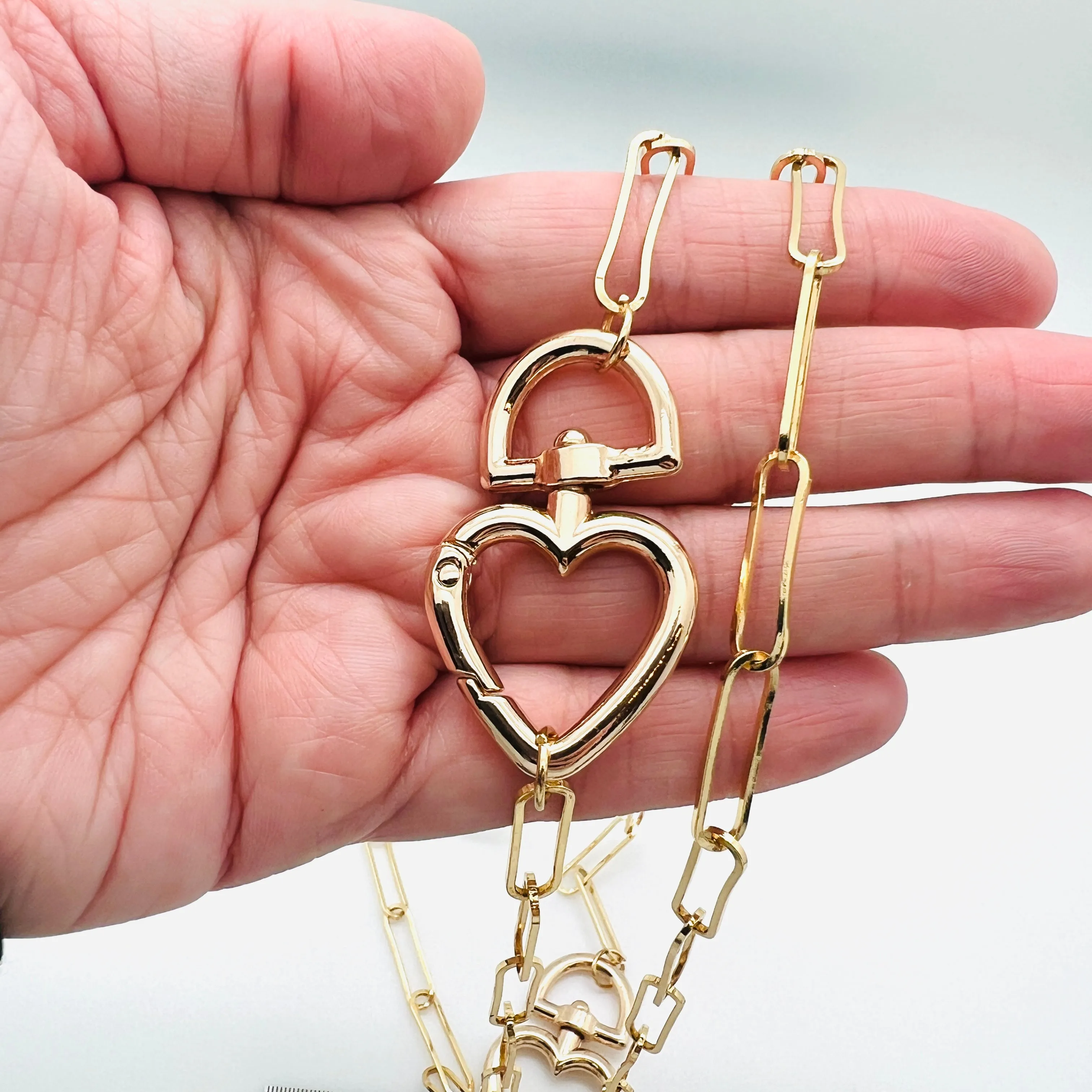 Brass Heart Clasp Necklace - 18