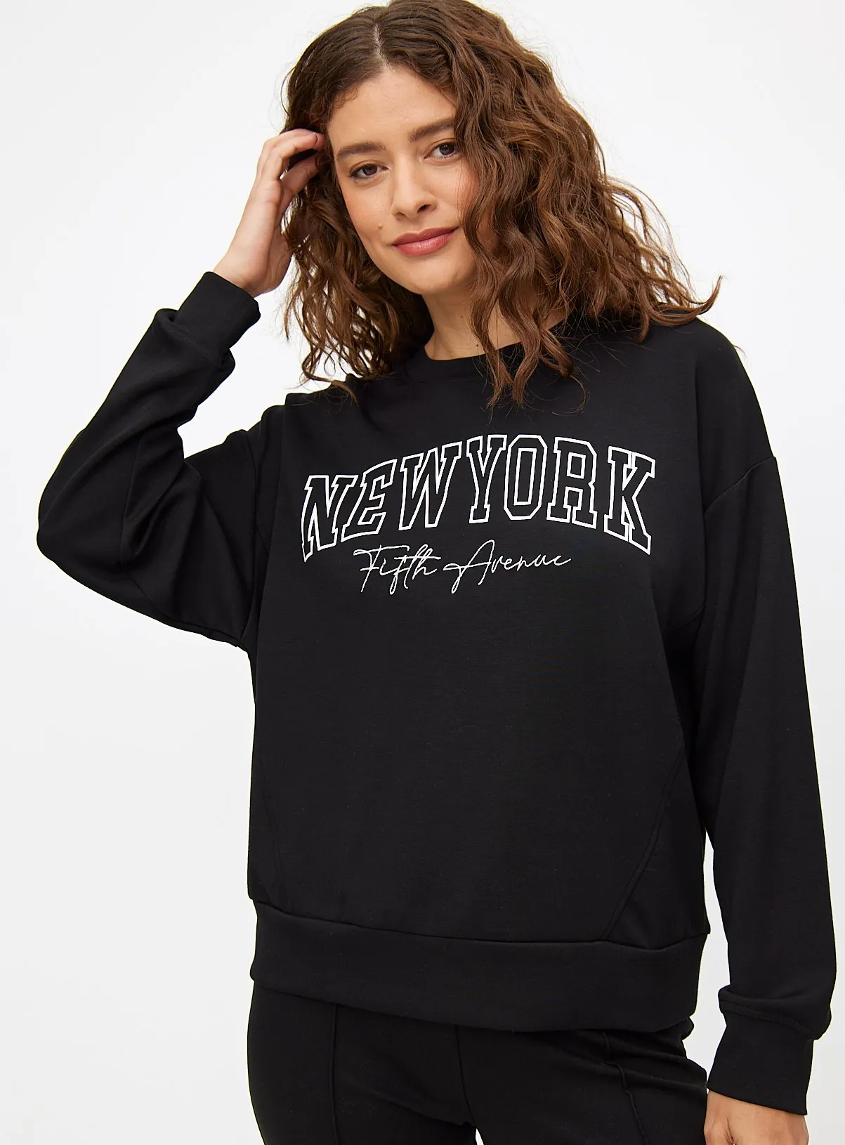 Buy Black New York Slogan Oversized Sweatshirt  XL | Hoodies and sweatshirts | Tu