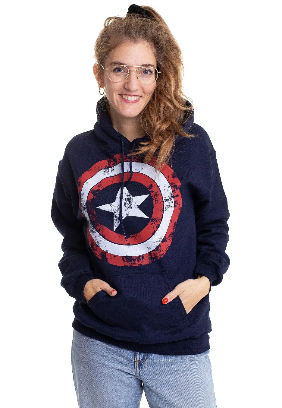 Captain America - Distressed Shield Blue - Hoodie