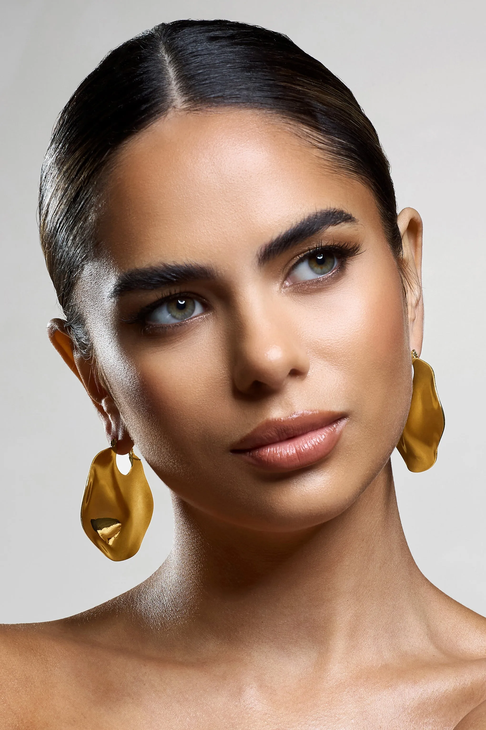 Carmel | Gold Textured Abstract Disc Earrings