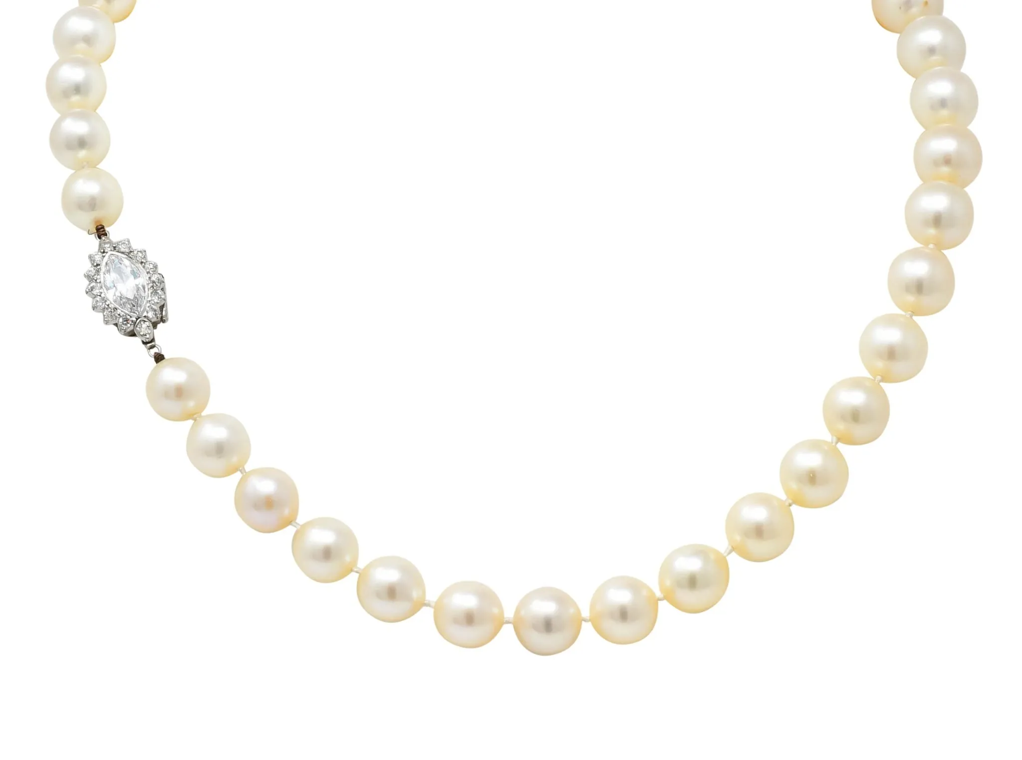 Cartier 1.31 CTW Diamond Cultured Pearl Platinum Knotted Strand Necklace GIA