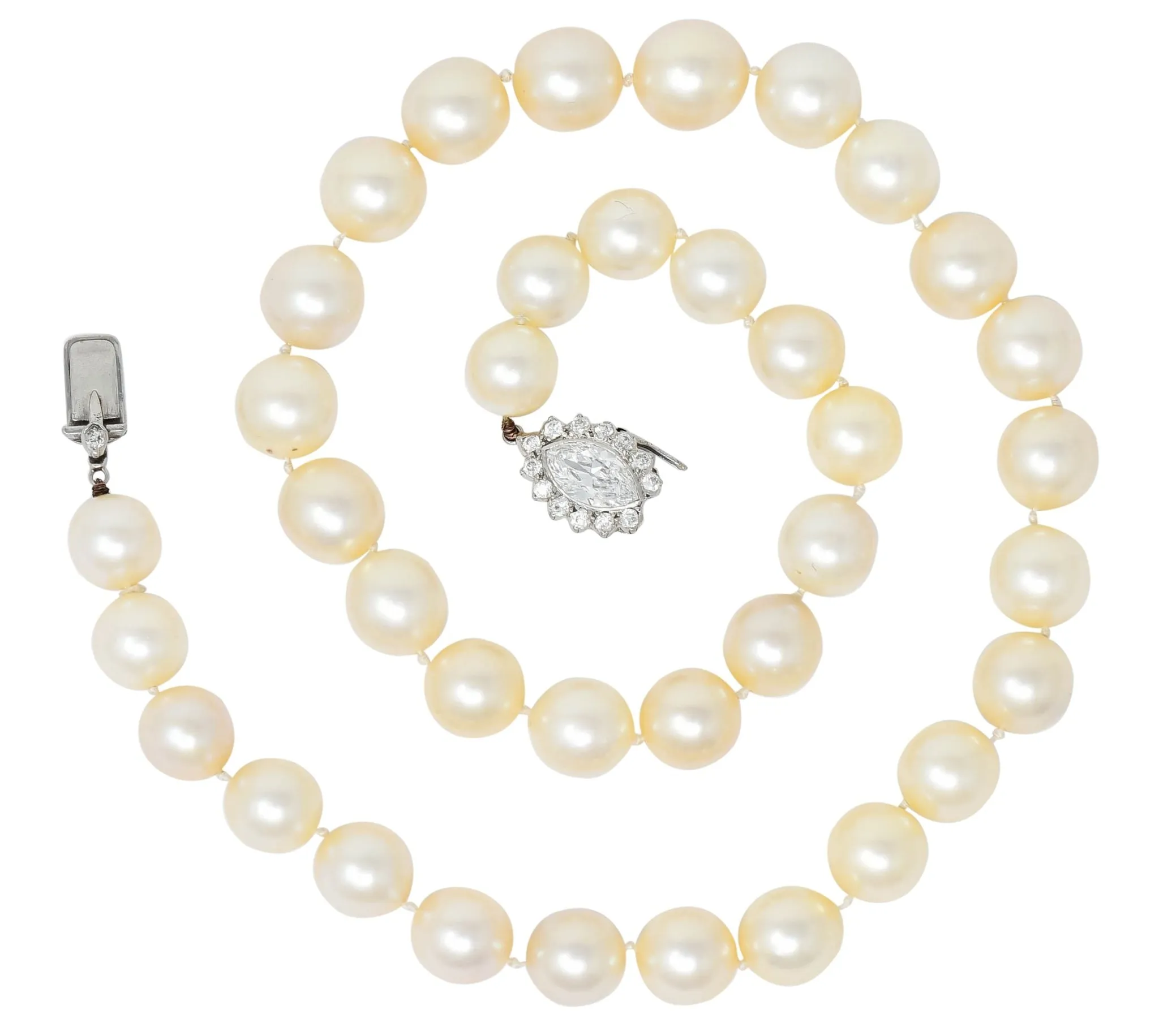 Cartier 1.31 CTW Diamond Cultured Pearl Platinum Knotted Strand Necklace GIA