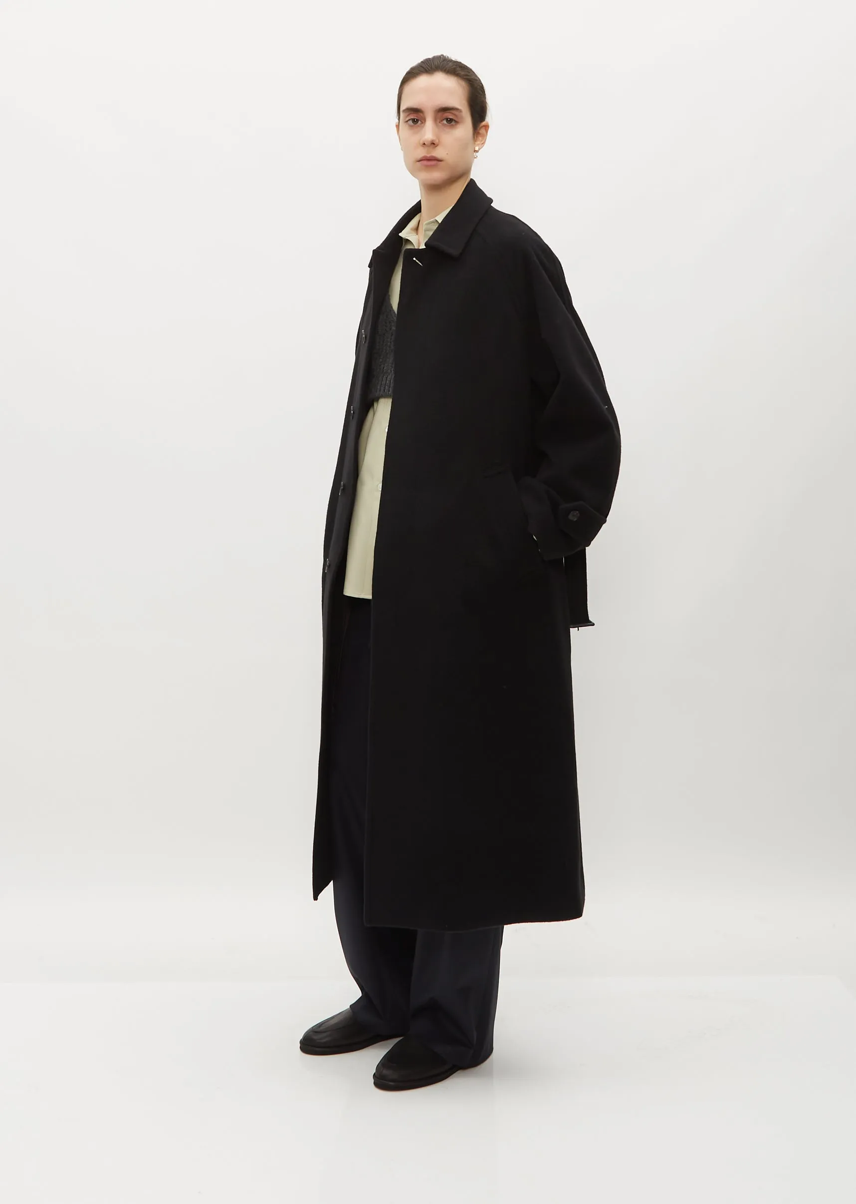 Cashmere Wool Mosser Soutien Collar Coat