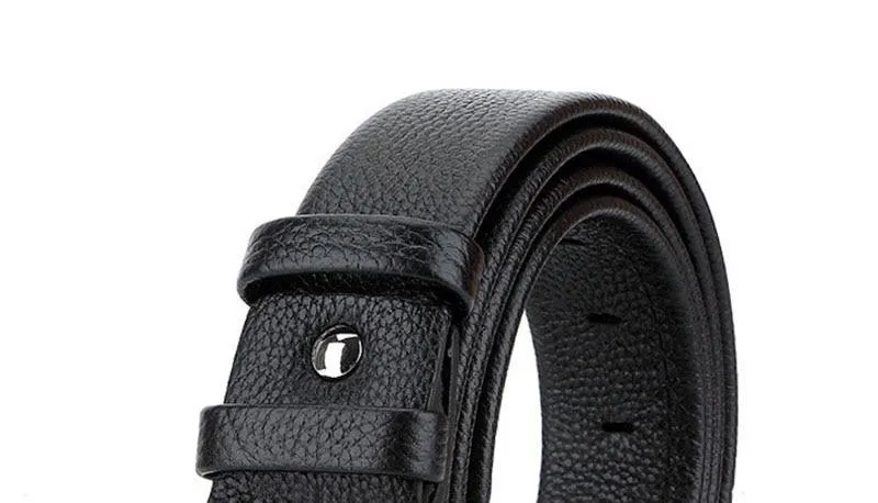 Casual Style Men's Solid Soft Cow Skin Leather Alloy Metal Pin Buckle Belt