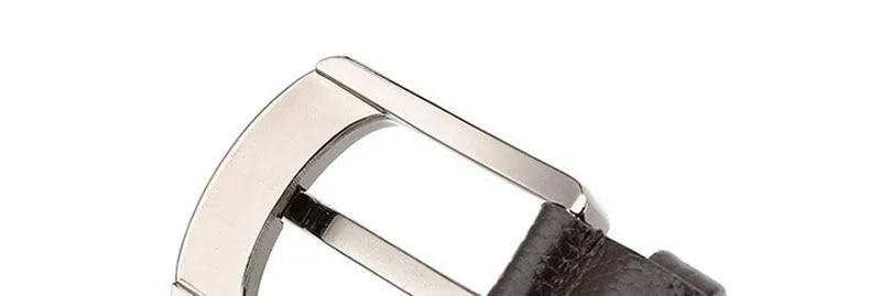 Casual Style Men's Solid Soft Cow Skin Leather Alloy Metal Pin Buckle Belt