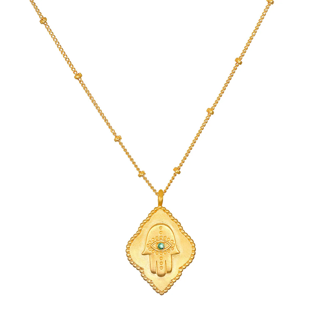 Cradled in Protection Gold Hamsa Necklace