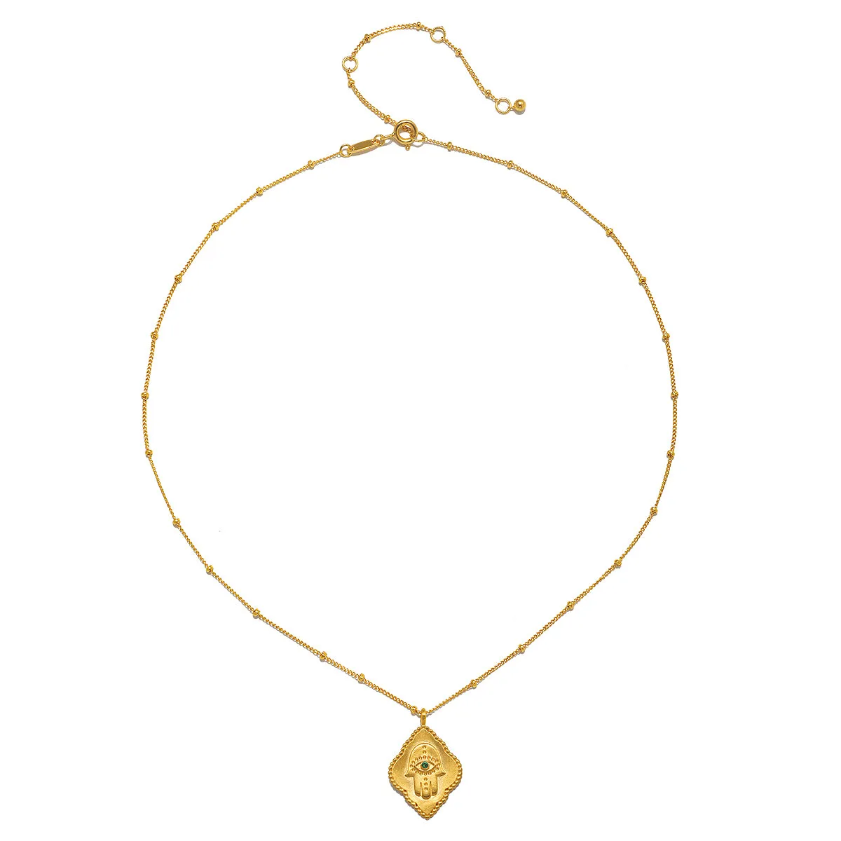 Cradled in Protection Gold Hamsa Necklace