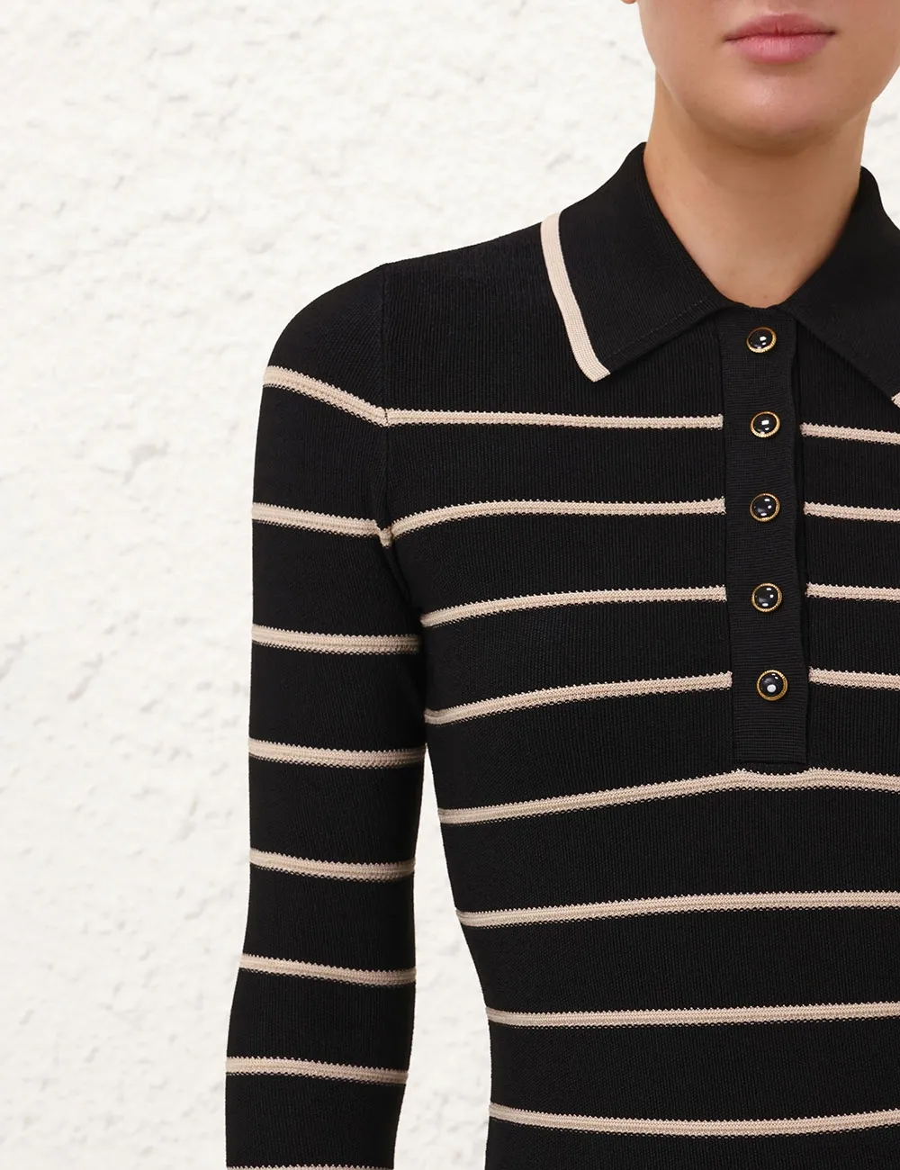 Crush Stripe Long Sleeve Polo