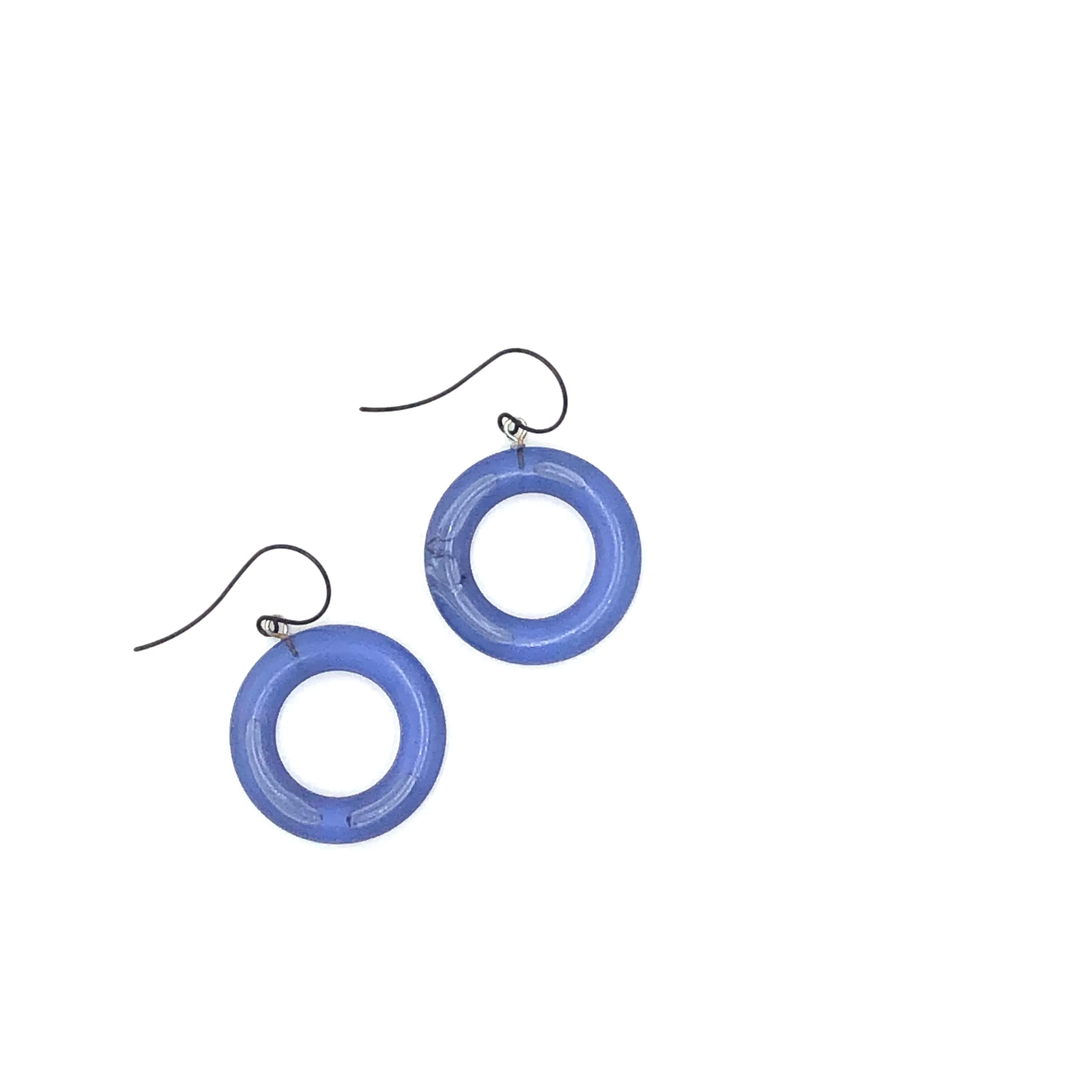 Denim Blue Lucite Donut Drop Earrings