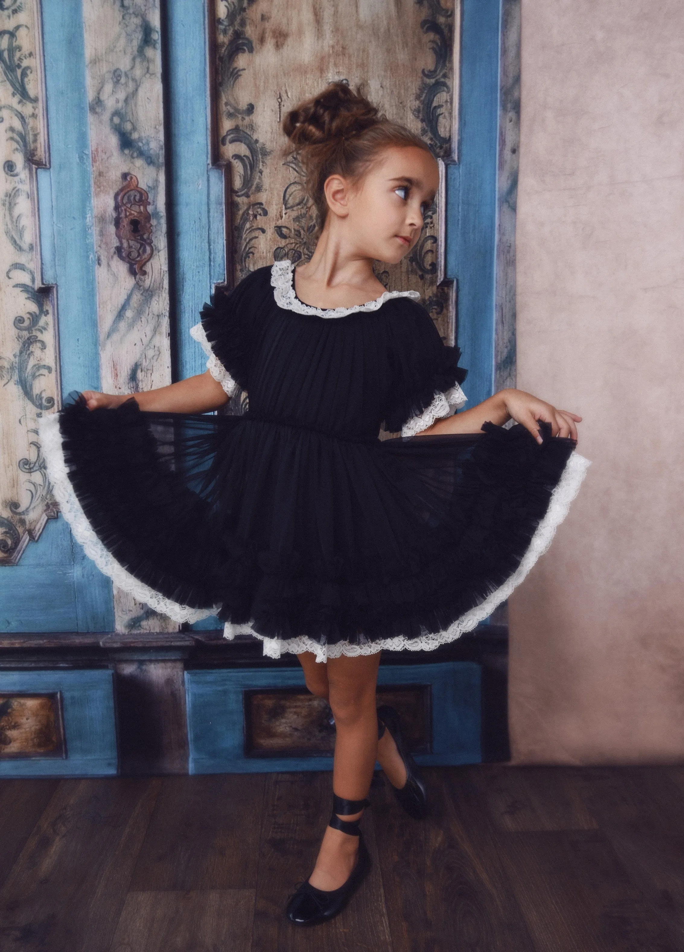 DOLLY by Le Petit Tom  PORCELAIN DOLLY DRESS black