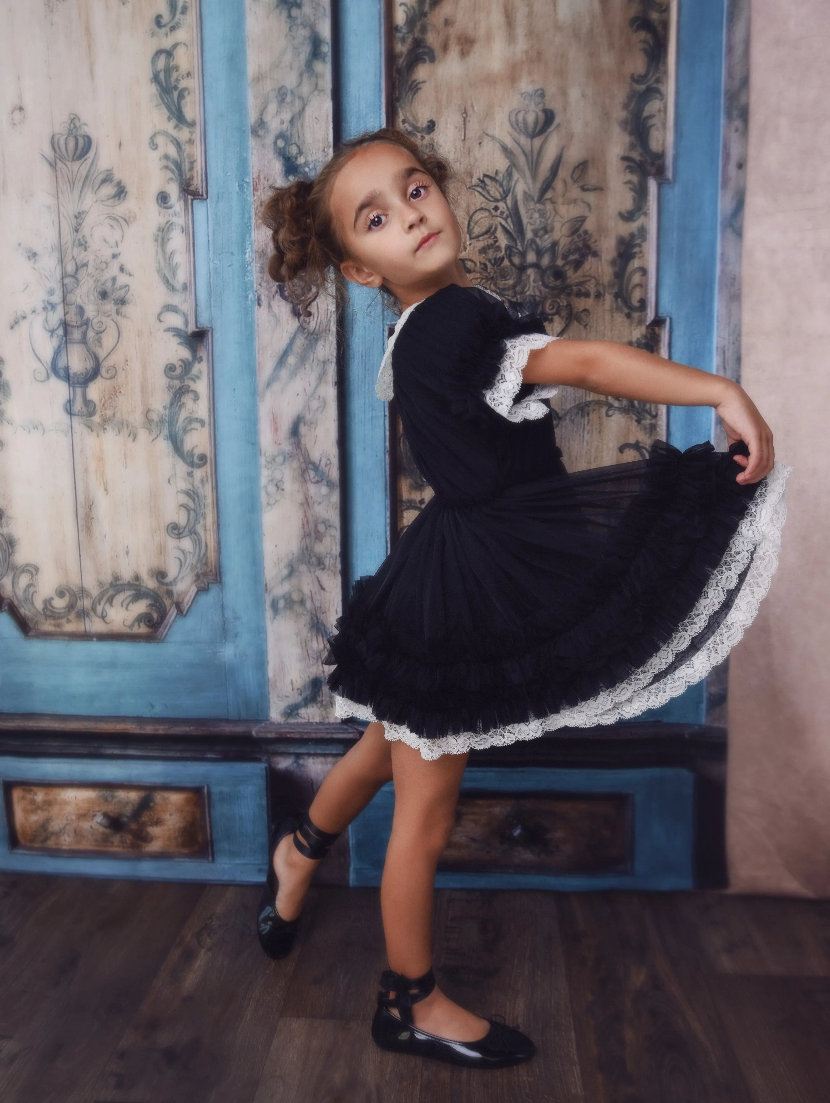 DOLLY by Le Petit Tom  PORCELAIN DOLLY DRESS black