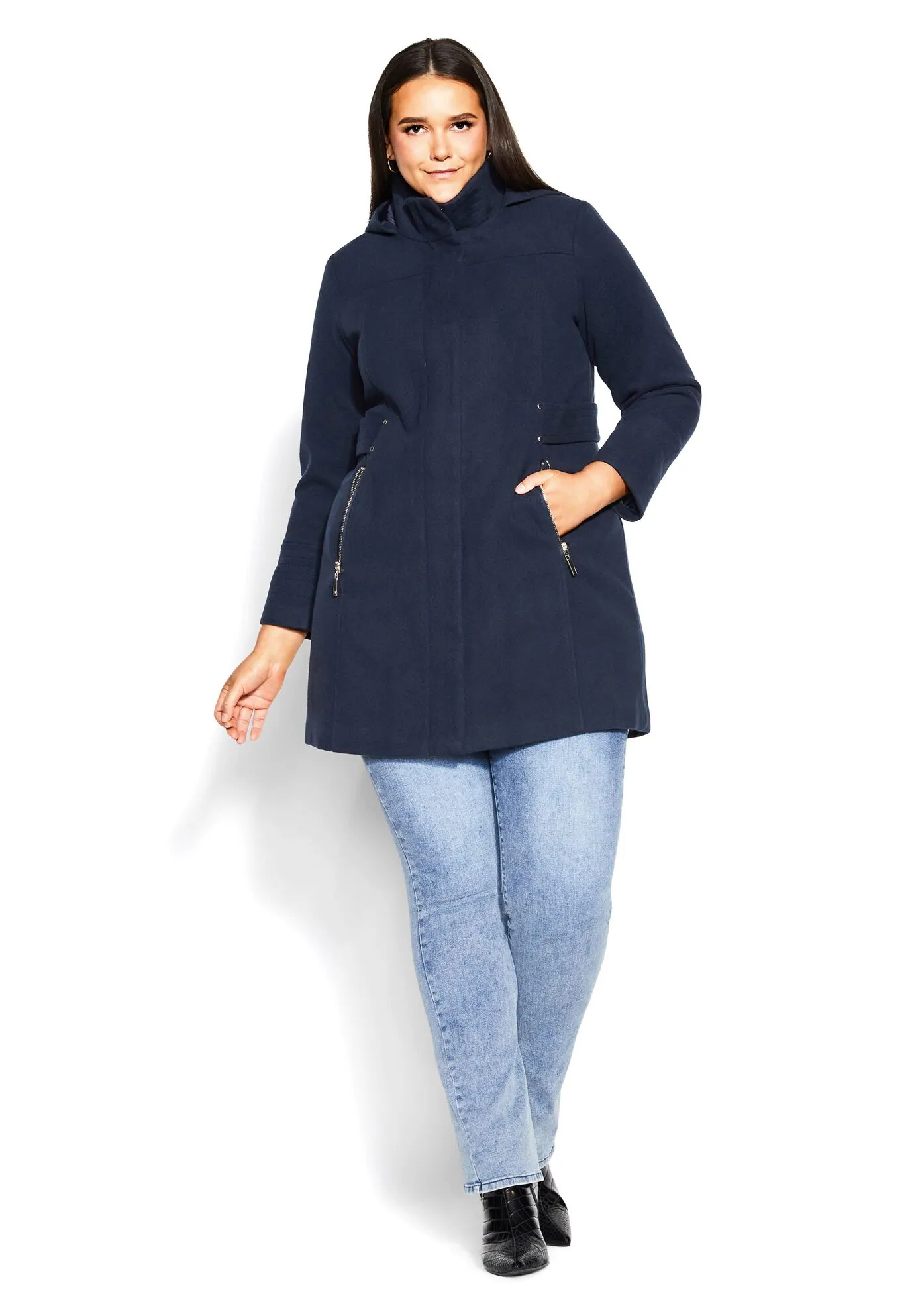 Faux Wool Plain Coat