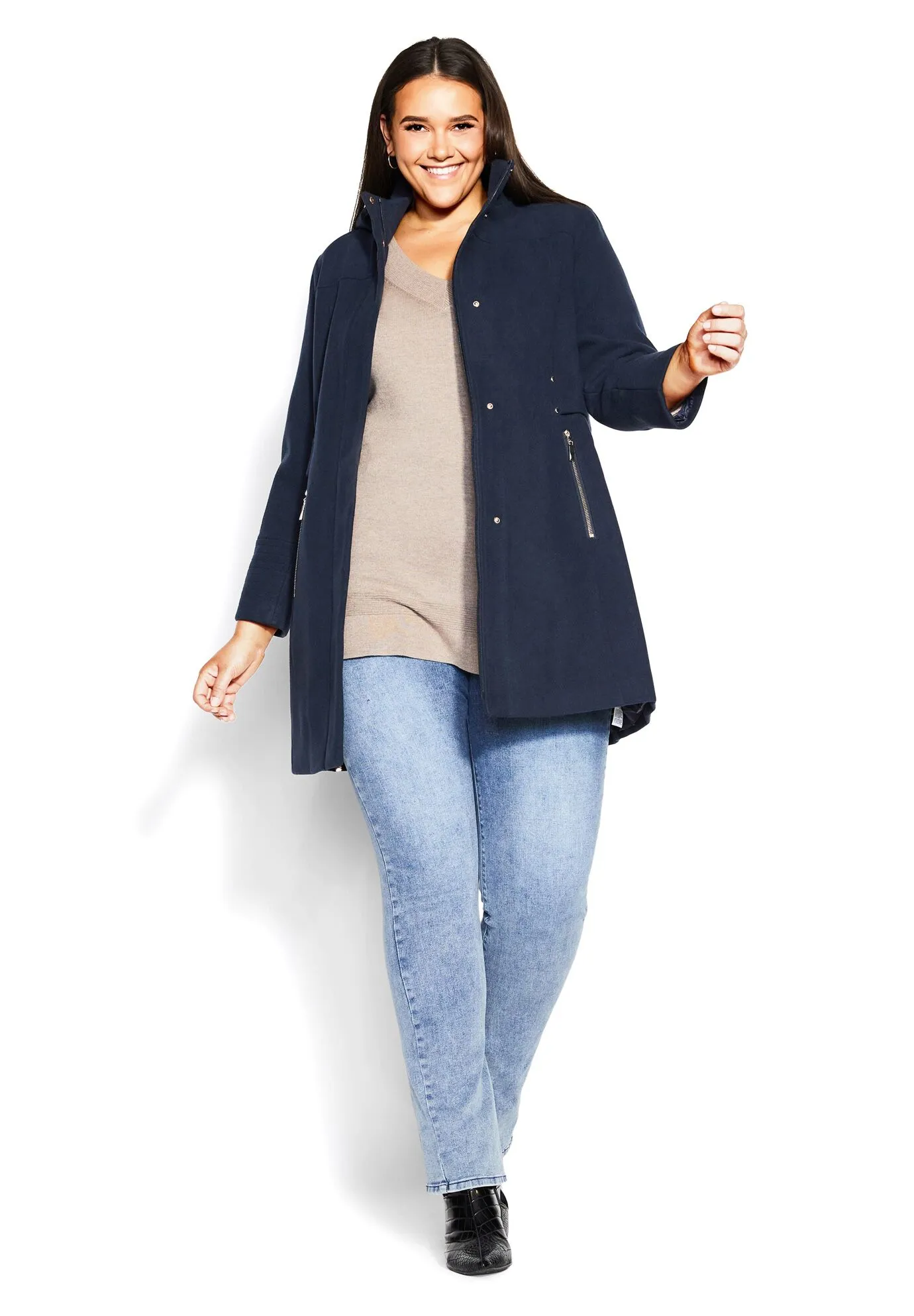 Faux Wool Plain Coat