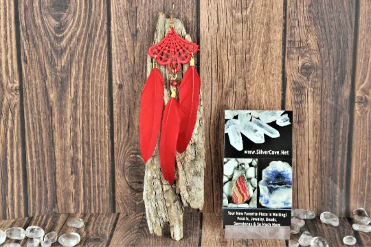 Feather Earrings (red)