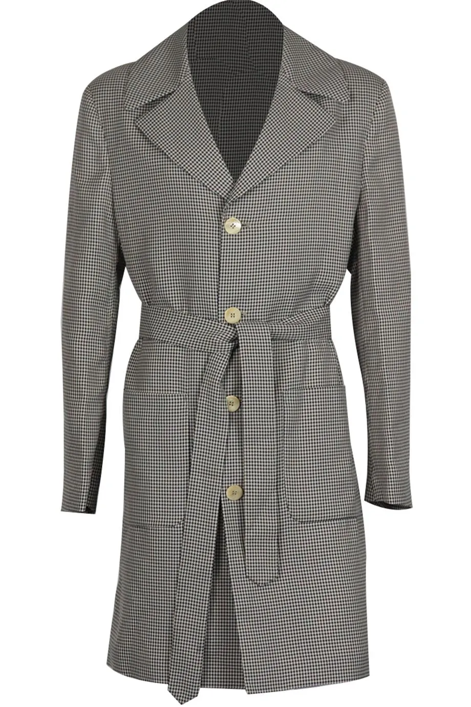 FENDI MEN'S BELTED HOUNDSTOOTH WOVEN COAT IT 50 UK/US CHEST 40