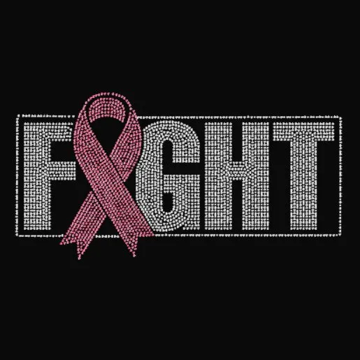 Fight with Cancer Ribbon Rhinestone Transfer