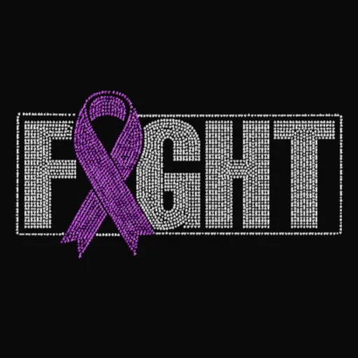 Fight with Cancer Ribbon Rhinestone Transfer