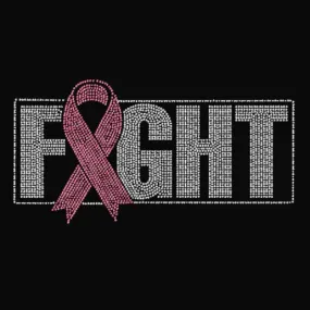 Fight with Cancer Ribbon Rhinestone Transfer