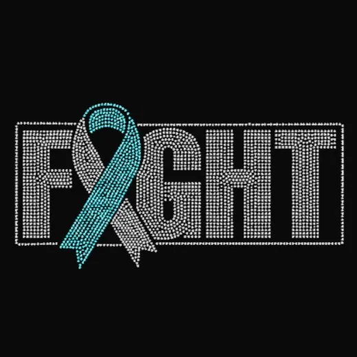 Fight with Cancer Ribbon Rhinestone Transfer