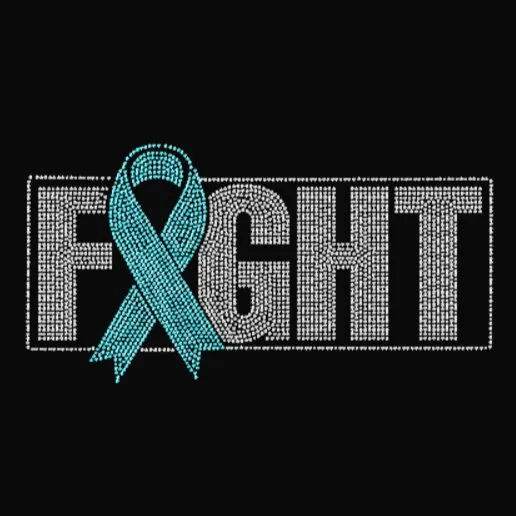 Fight with Cancer Ribbon Rhinestone Transfer