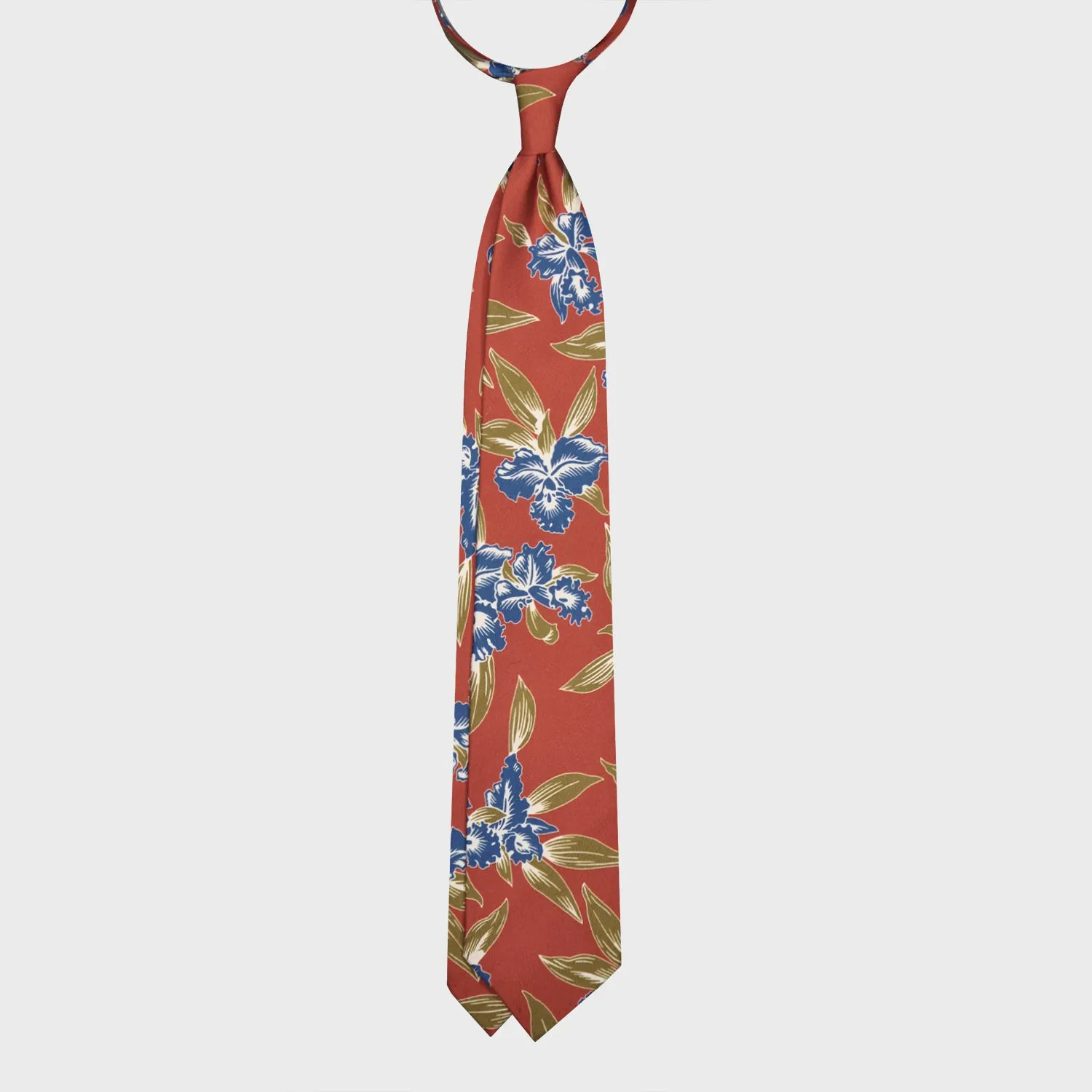 F.Marino Hawaiian Silk Tie 3 Folds Rust