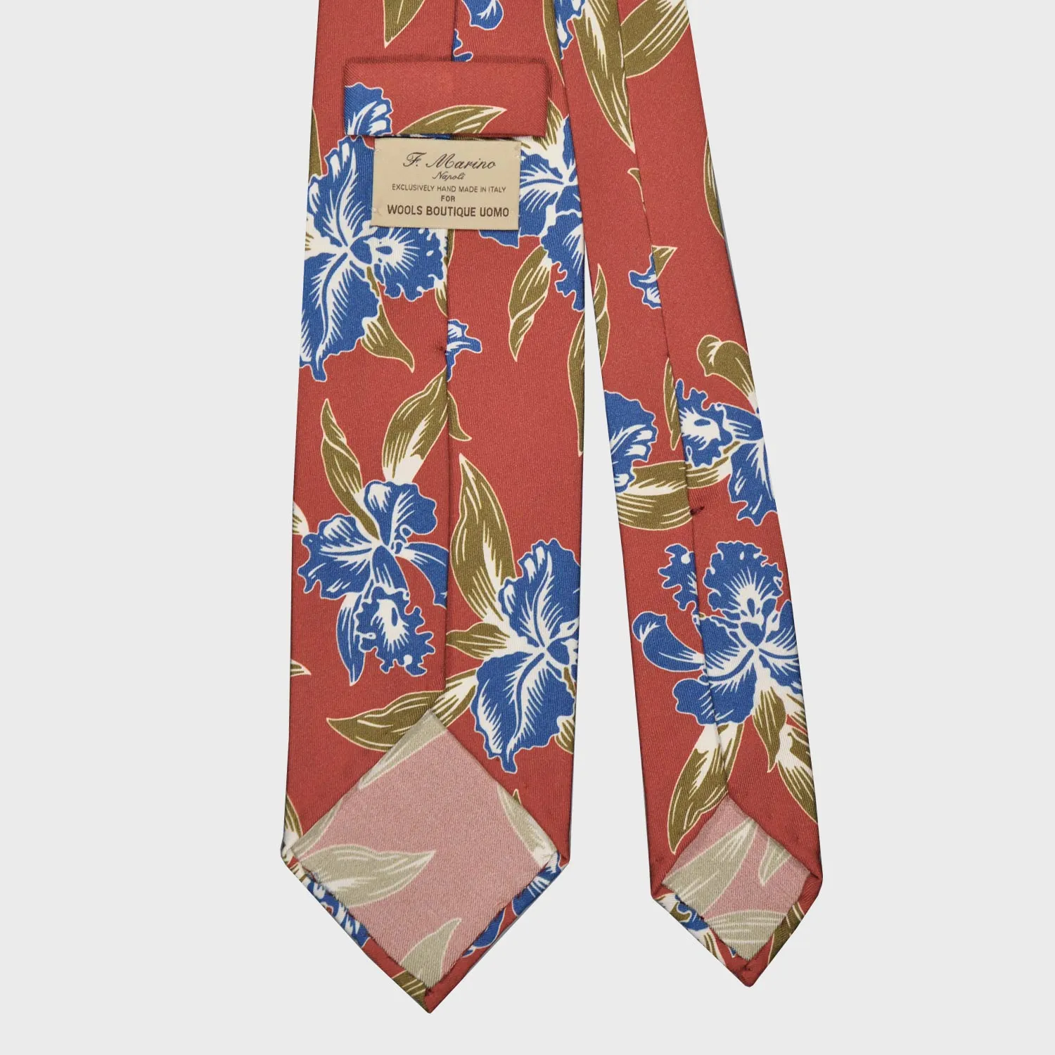 F.Marino Hawaiian Silk Tie 3 Folds Rust