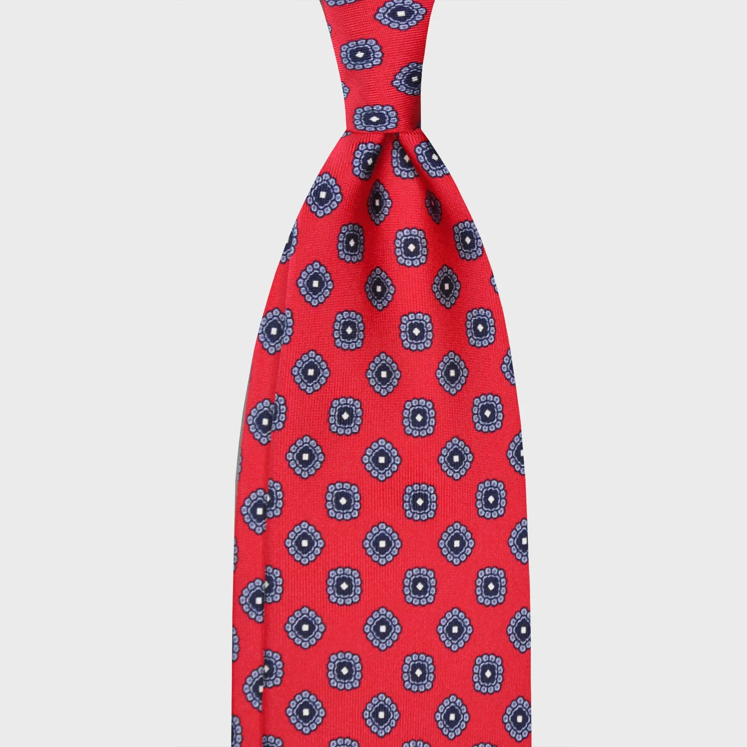 F.Marino Silk Tie 3 Folds Diamonds Chili Red