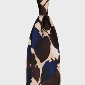 F.Marino Silk Tie 3 Folds Leaves Nature Pattern